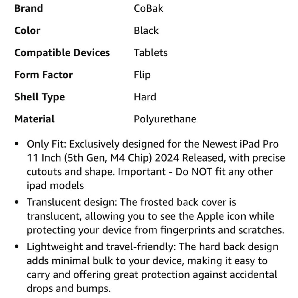 Black iPad Pro 11” slim case with cover - Picture 6 of 7